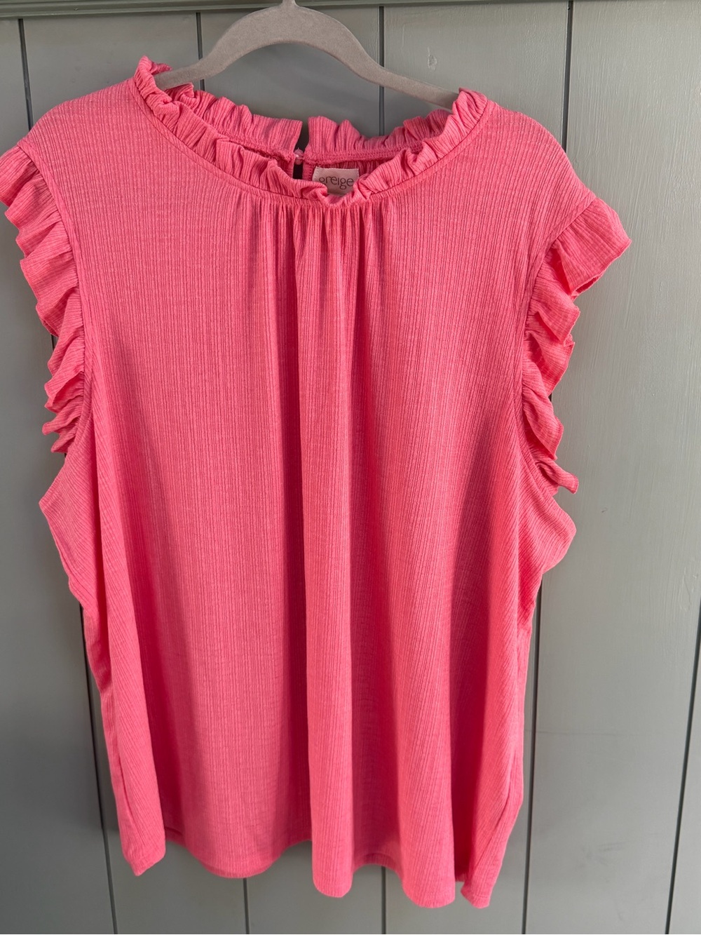 Ruffle-Trim Coral Pink Sleeveless Camisole